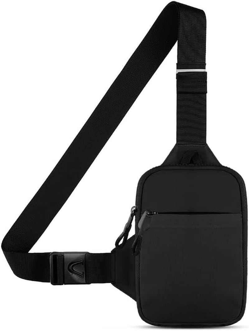 Mini Crossbody Sling Bag Chest Bag Dual Pocket Water Resistant Fanny Pack for Men Women Running Travel