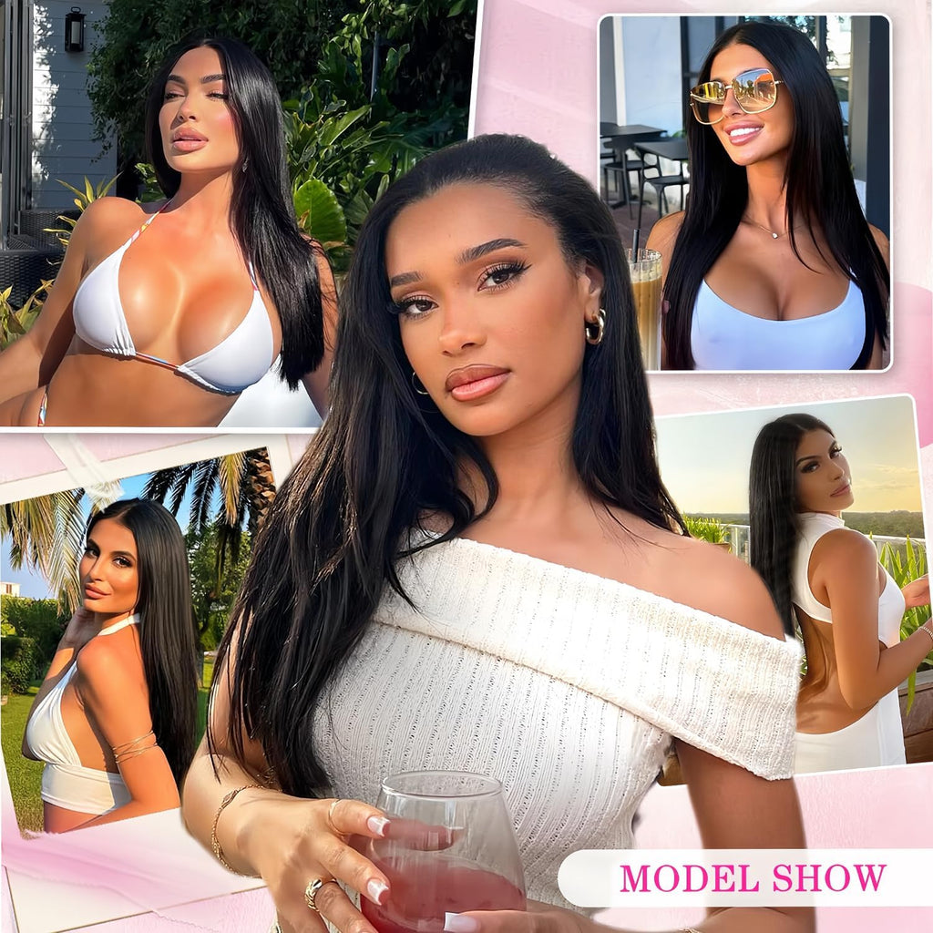 Wear and Go Glueless Wigs Human Hair Pre Plucked Pre Cut 180% Density 6X4 Ready to Wear Glueless Human Hair Wigs Straight for Black Women 20 Inch
