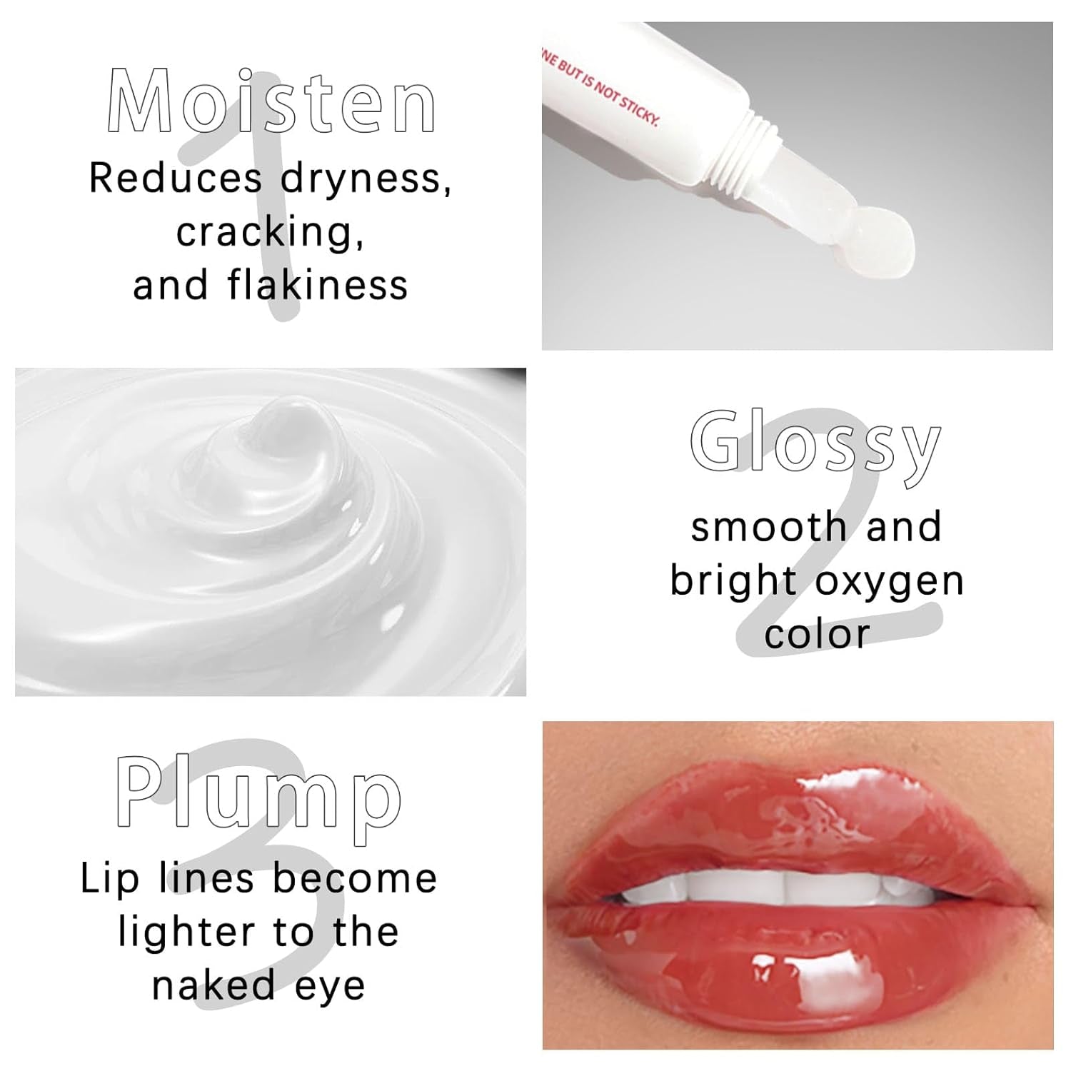 Lip Gloss for Women, Hydrating Tinted Lip Balm, Natural Glossy Sheer Lip Stain, Lightweight, Plumping, Non Sticky, Long-Lasting, Anti-Wrinkle Lip Butter, Cruelty-Free & Vegan (White)