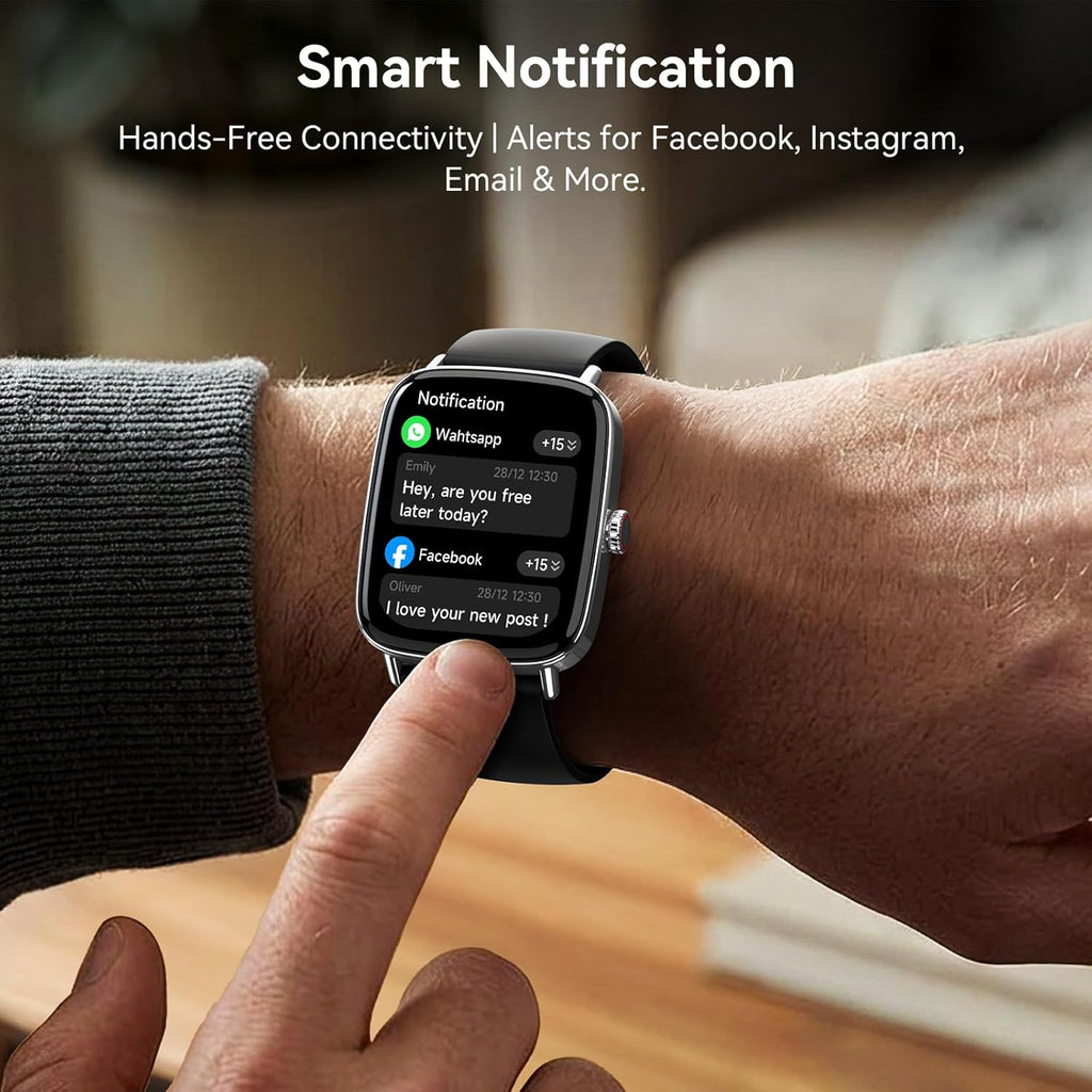 Smart Watch for Women Men, 1.85" HD AMOLED Fitness Tracker (Answer/Call) with 24/7 Heart Rate/Sleep/Spo2 Monitor for Iphone & Android, 120+ Sports Modes Smartwatch with IP68 Waterproof, 2 Bands
