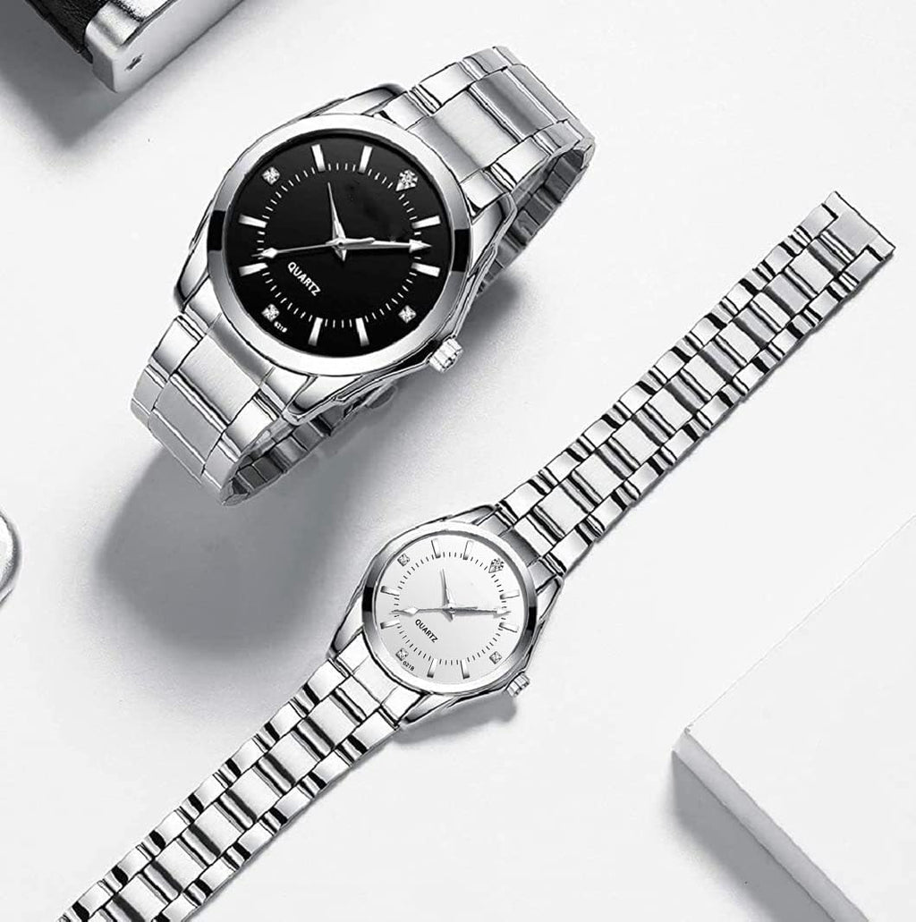 Couple Watches Men and Women Gold Silver Stainless Steel Watch Fashion His and Hers Watches Set