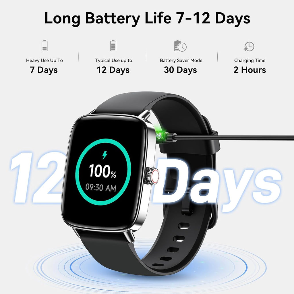 Smart Watch for Women Men, 1.85" HD AMOLED Fitness Tracker (Answer/Call) with 24/7 Heart Rate/Sleep/Spo2 Monitor for Iphone & Android, 120+ Sports Modes Smartwatch with IP68 Waterproof, 2 Bands