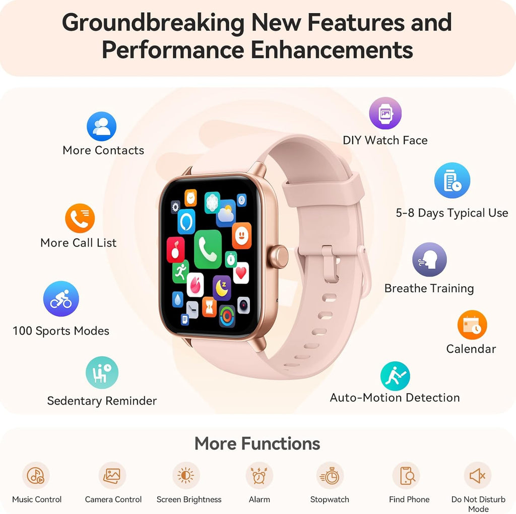 Smart Watch for Women Android & Iphone, Alexa Built-In, IP68 Waterproof Activity Fitness Tracker with Bluetooth Call (Answer/Make), 1.8" Smartwatch with Heart Rate/Spo2/Sleep Monitor, 100+ Sports Mode
