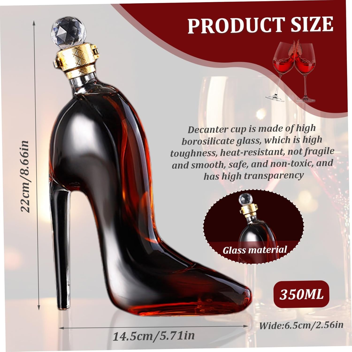 Liquor Decanter, 350Ml Wine Decanter High-Heeled Shoes Shape, Set for Women, High Heel Bottle for Wine