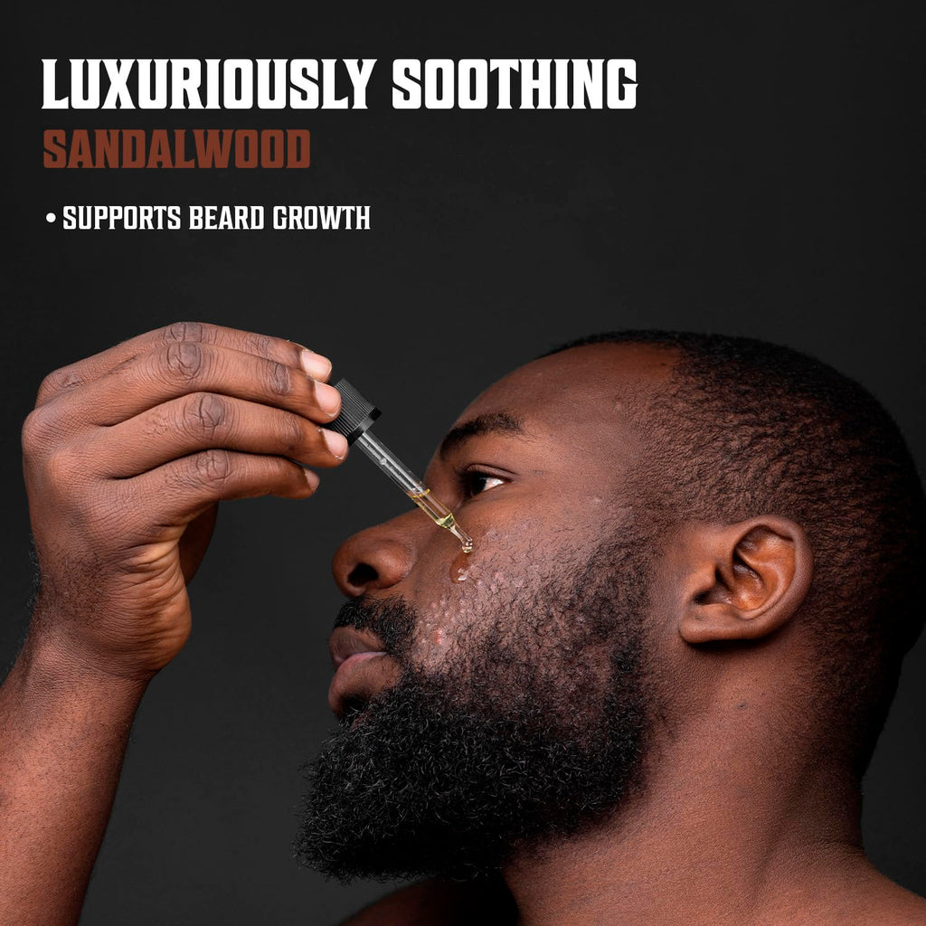 Beard Oil for Men - Natural Mens Beard Oil with Argan Oil and Jojoba Oil - Beard Softener, Strengthens and Moisturizes - Beard Conditioner for Men (Sandalwood, 1 Pack)