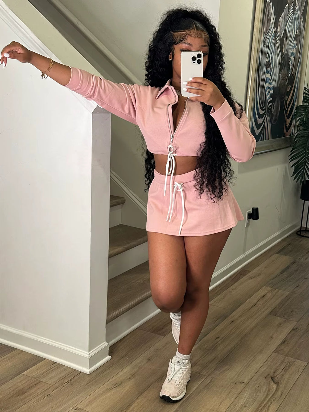New Arrival Women Fashion Long Sleeve Turndown Neck Casual Crop Top Mini Skirt Shorts Women Casual Two Pieces Set