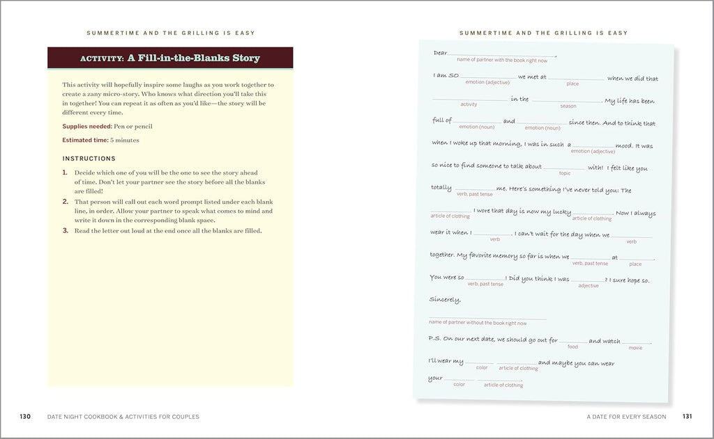 Date Night Cookbook and Activities for Couples: Recipes and Games for a Romantic Night In