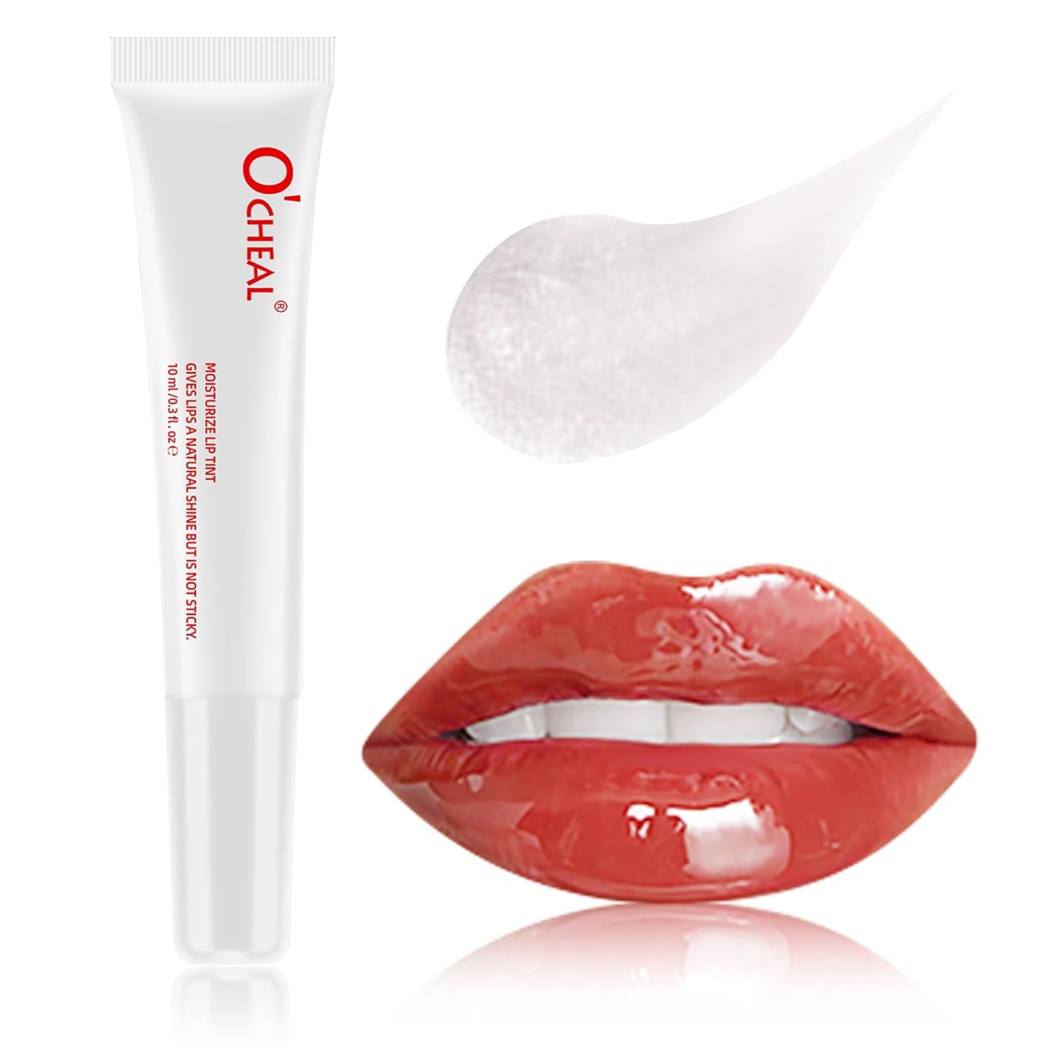 Lip Gloss for Women, Hydrating Tinted Lip Balm, Natural Glossy Sheer Lip Stain, Lightweight, Plumping, Non Sticky, Long-Lasting, Anti-Wrinkle Lip Butter, Cruelty-Free & Vegan (White)