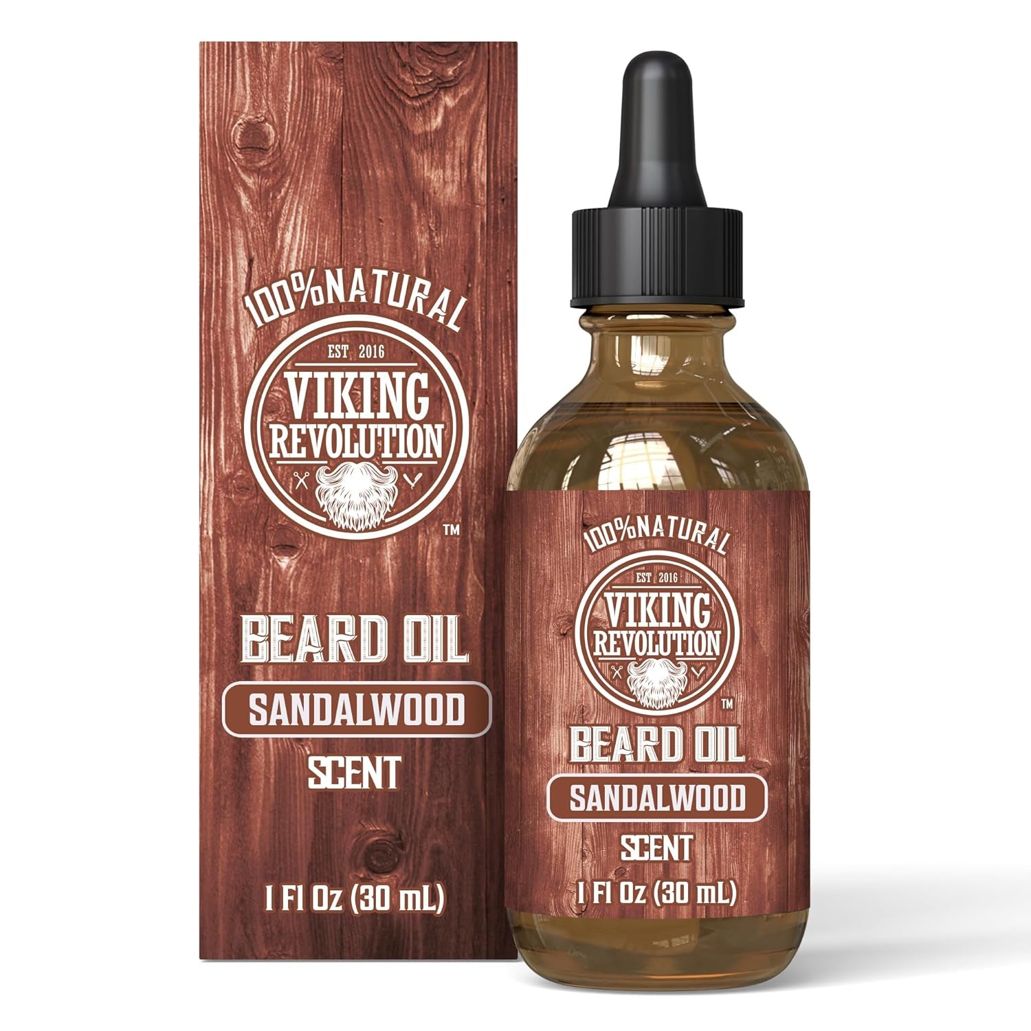 Beard Oil for Men - Natural Mens Beard Oil with Argan Oil and Jojoba Oil - Beard Softener, Strengthens and Moisturizes - Beard Conditioner for Men (Sandalwood, 1 Pack)
