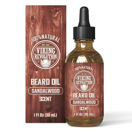 Beard Oil for Men - Natural Mens Beard Oil with Argan Oil and Jojoba Oil - Beard Softener, Strengthens and Moisturizes - Beard Conditioner for Men (Sandalwood, 1 Pack)