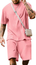 Men'S Short Sleeve Tracksuit Summer T Shirt & Shorts Set 2 Pockets Oversize Two Piece Casual Daily Duty-Off