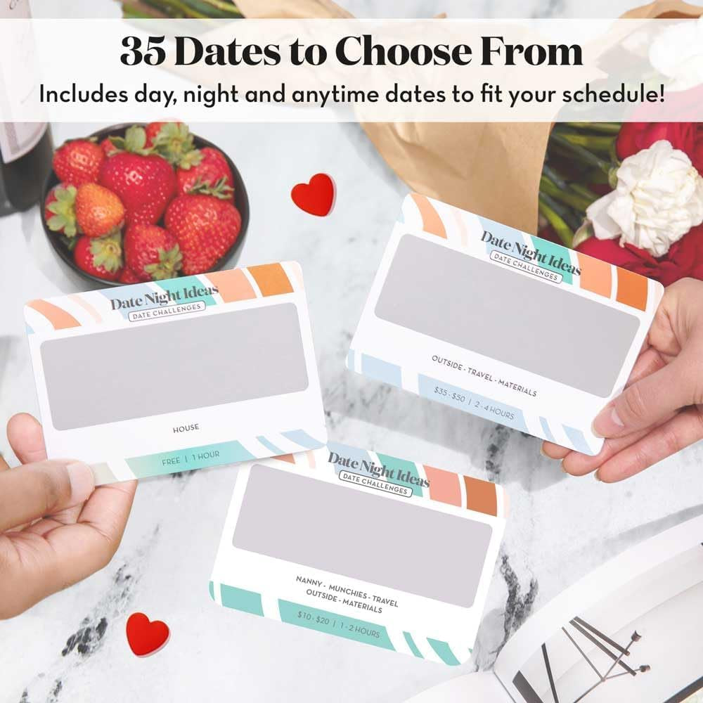 35 Scratch off Date Night Ideas, Couples Gifts for Him, Her, Girlfriend, Boyfriend, Wife or Husband - Women or Men Anniversary Card Game, Engagement Gifts for Couples, Bridal Shower, Wedding, Birthday