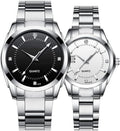 Couple Watches Men and Women Gold Silver Stainless Steel Watch Fashion His and Hers Watches Set
