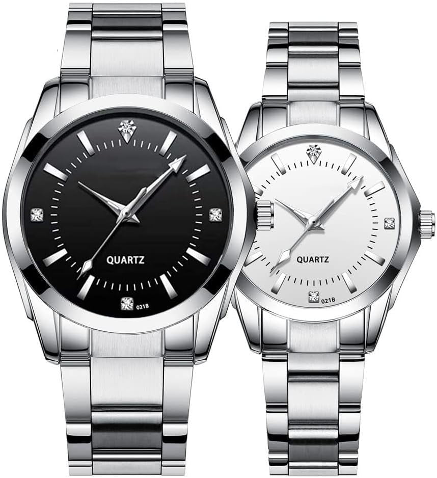 Couple Watches Men and Women Gold Silver Stainless Steel Watch Fashion His and Hers Watches Set