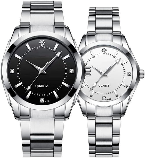 Couple Watches Men and Women Gold Silver Stainless Steel Watch Fashion His and Hers Watches Set