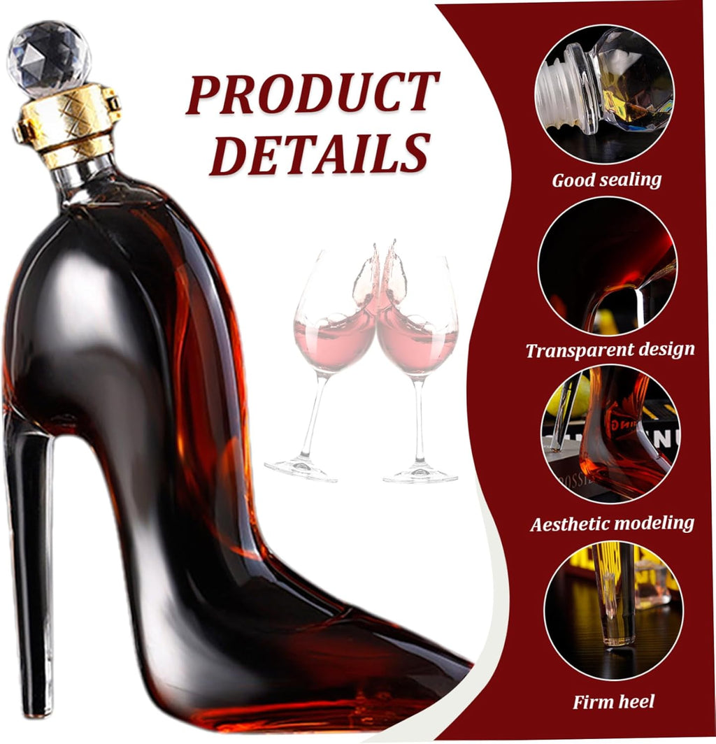 Liquor Decanter, 350Ml Wine Decanter High-Heeled Shoes Shape, Set for Women, High Heel Bottle for Wine