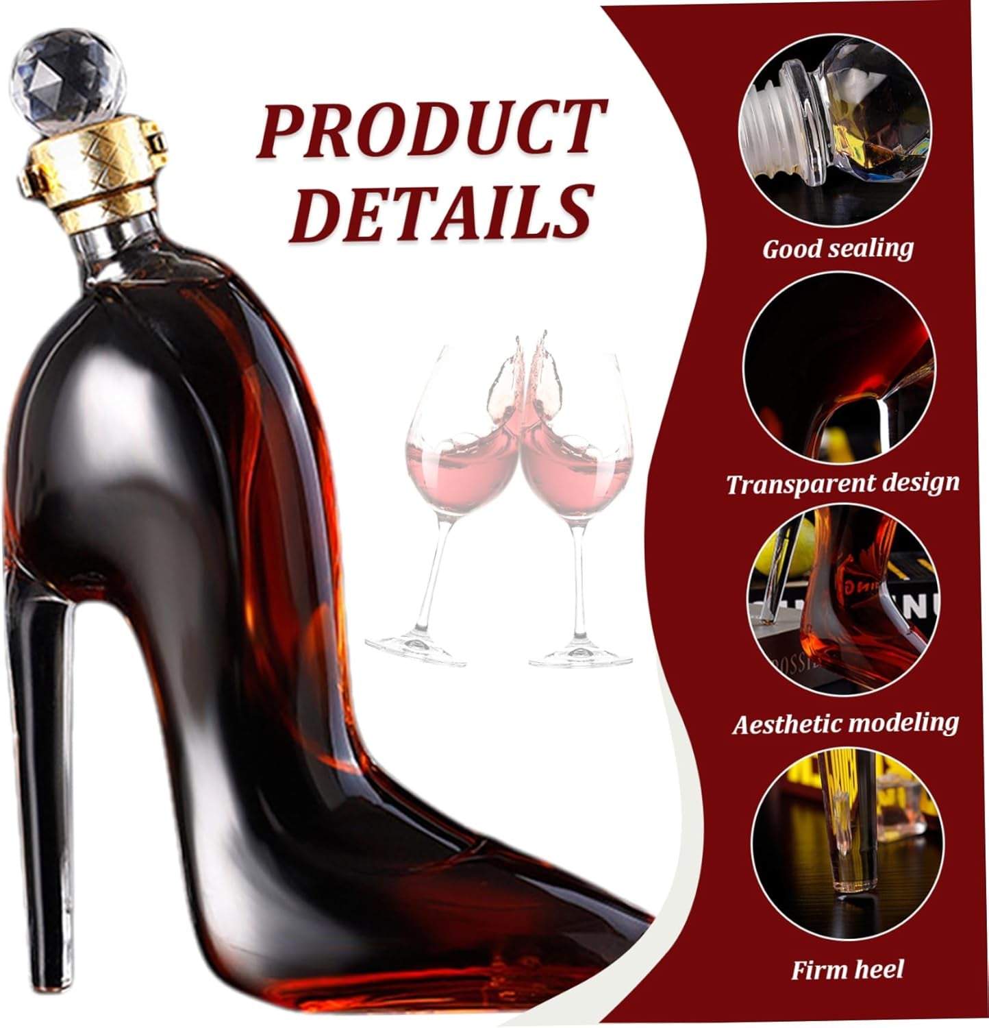 Liquor Decanter, 350Ml Wine Decanter High-Heeled Shoes Shape, Set for Women, High Heel Bottle for Wine