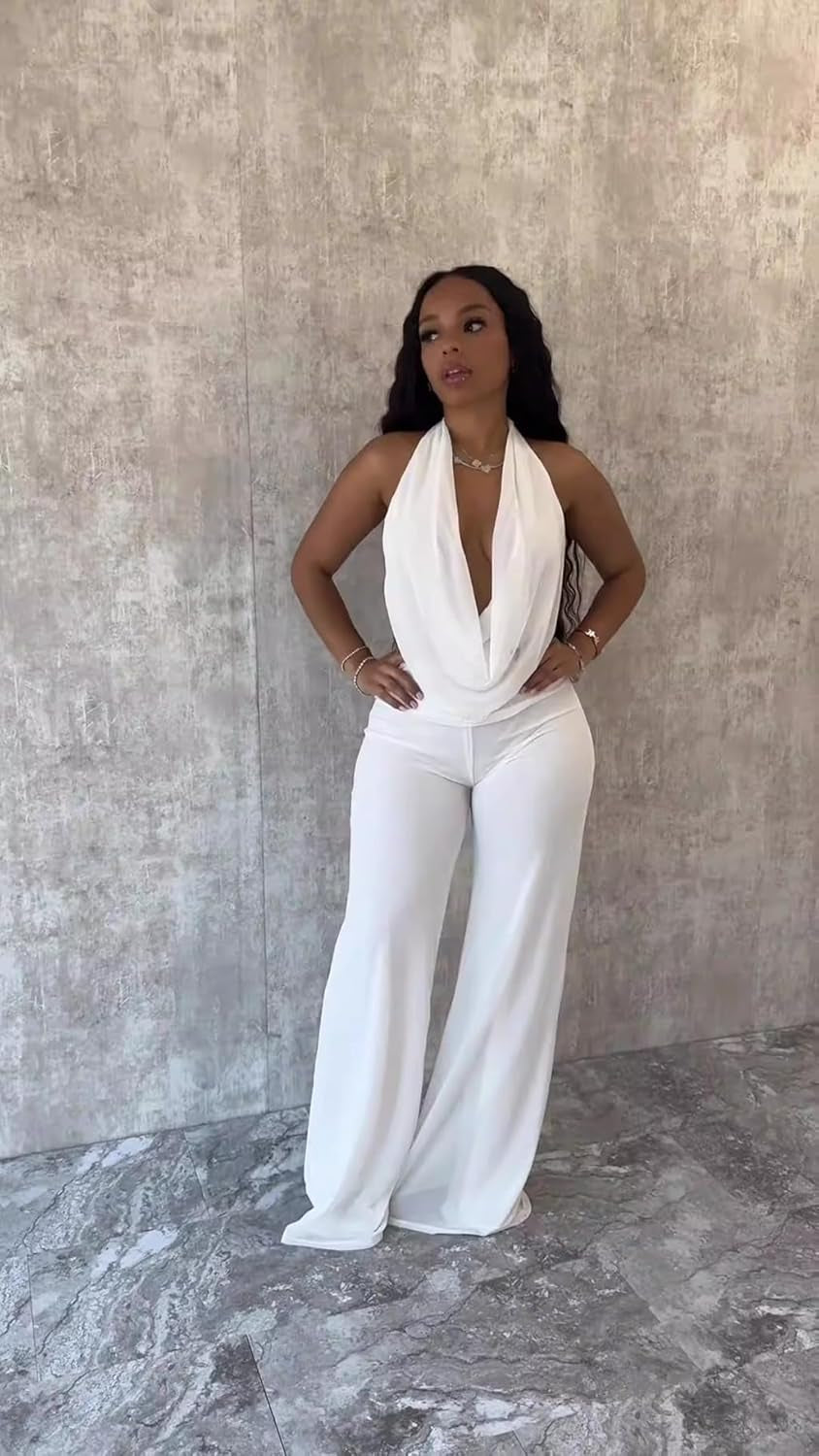 Party Outfits for Women Sexy 2 Piece Stretchy Halter Neck Backless Sexy Two Piece Sets for Women Party Wear 2026