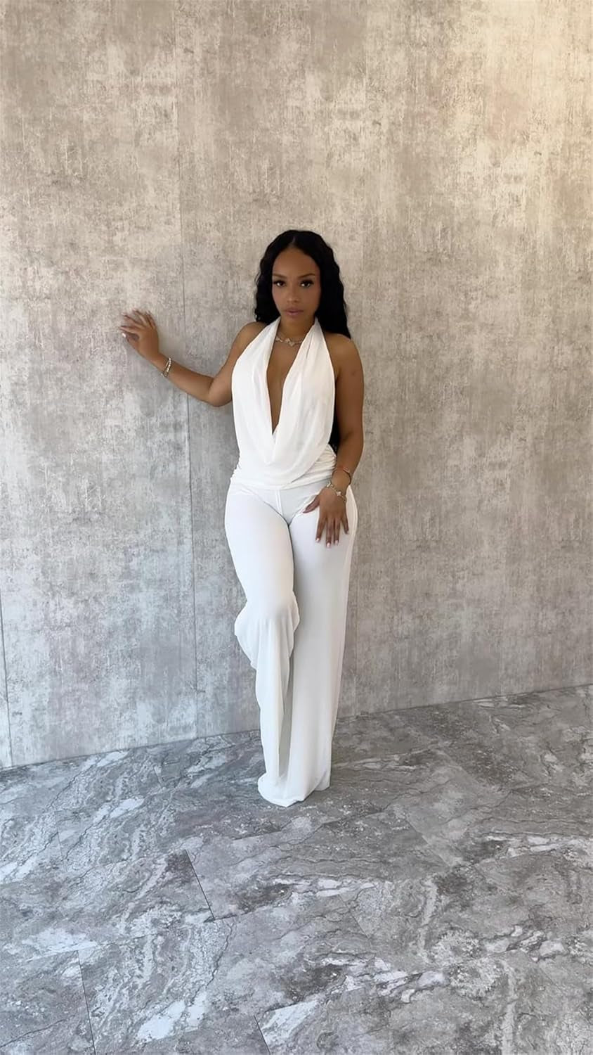 Party Outfits for Women Sexy 2 Piece Stretchy Halter Neck Backless Sexy Two Piece Sets for Women Party Wear 2026
