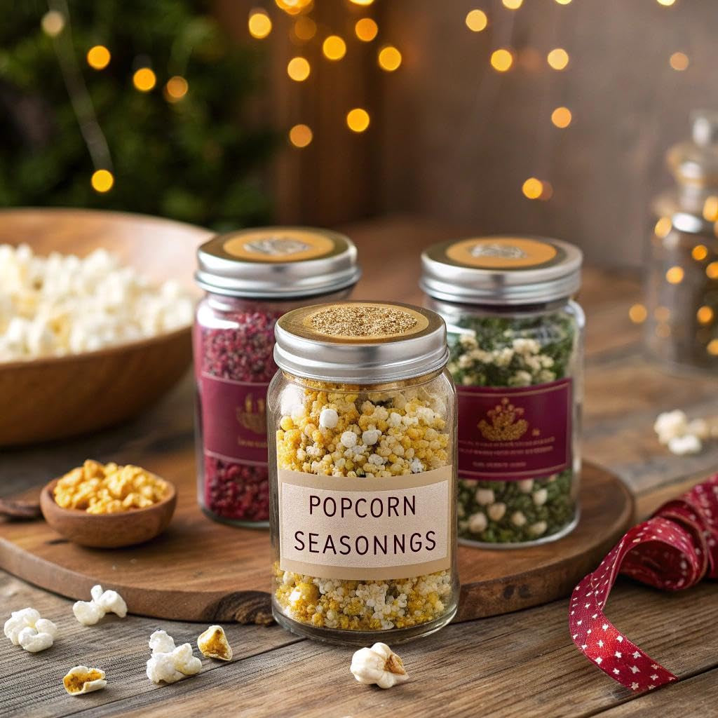 Movie Night Small-Batch Popcorn Gift Set – Includes 3 Gourmet Non-Gmo Popcorn Kernel Varieties & 5 Flavorful Seasonings – Perfect Snack Gift Box for Parties, Holidays, or Movie Lovers