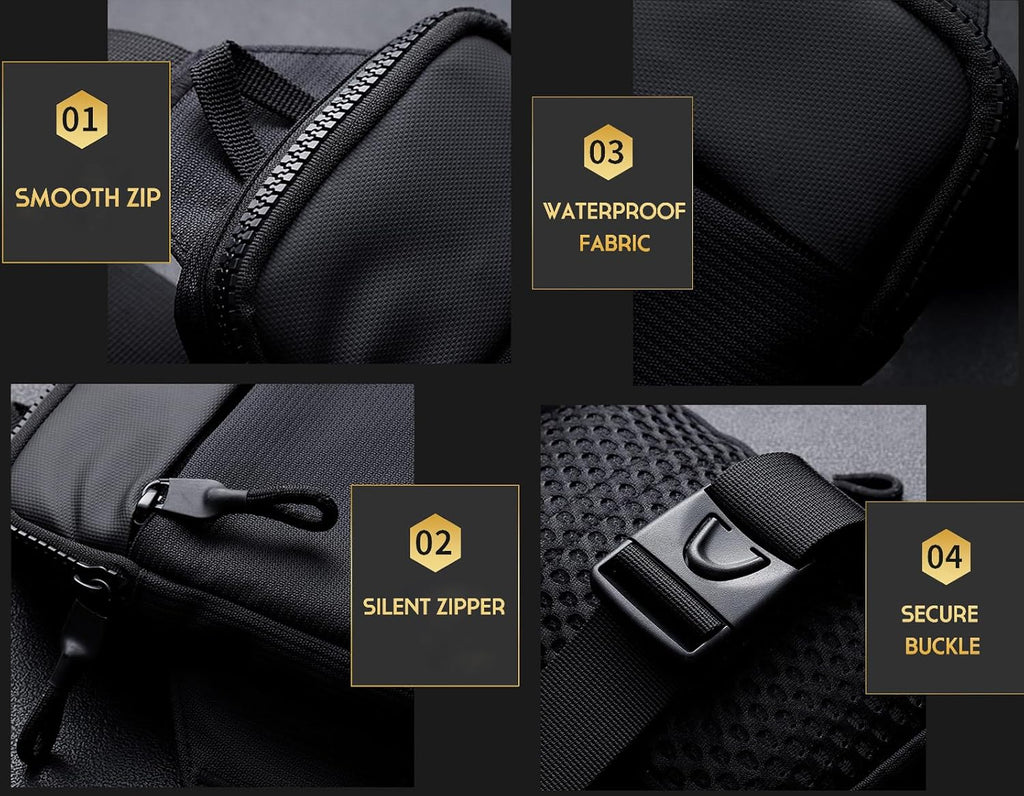 Mini Crossbody Sling Bag Chest Bag Dual Pocket Water Resistant Fanny Pack for Men Women Running Travel