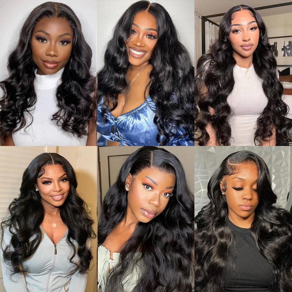 Body Wave Bundles Human Hair 14 16 18 Inch Human Hair Bundle 100% Unprocessed Brazilian Virgin Hair 3 Bundles Human Hair Extensions for Black Women Natural Color