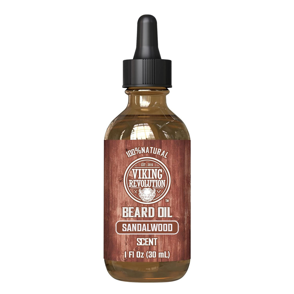 Beard Oil for Men - Natural Mens Beard Oil with Argan Oil and Jojoba Oil - Beard Softener, Strengthens and Moisturizes - Beard Conditioner for Men (Sandalwood, 1 Pack)