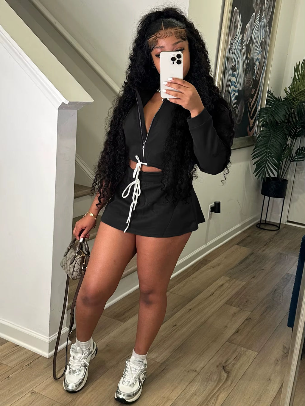 New Arrival Women Fashion Long Sleeve Turndown Neck Casual Crop Top Mini Skirt Shorts Women Casual Two Pieces Set