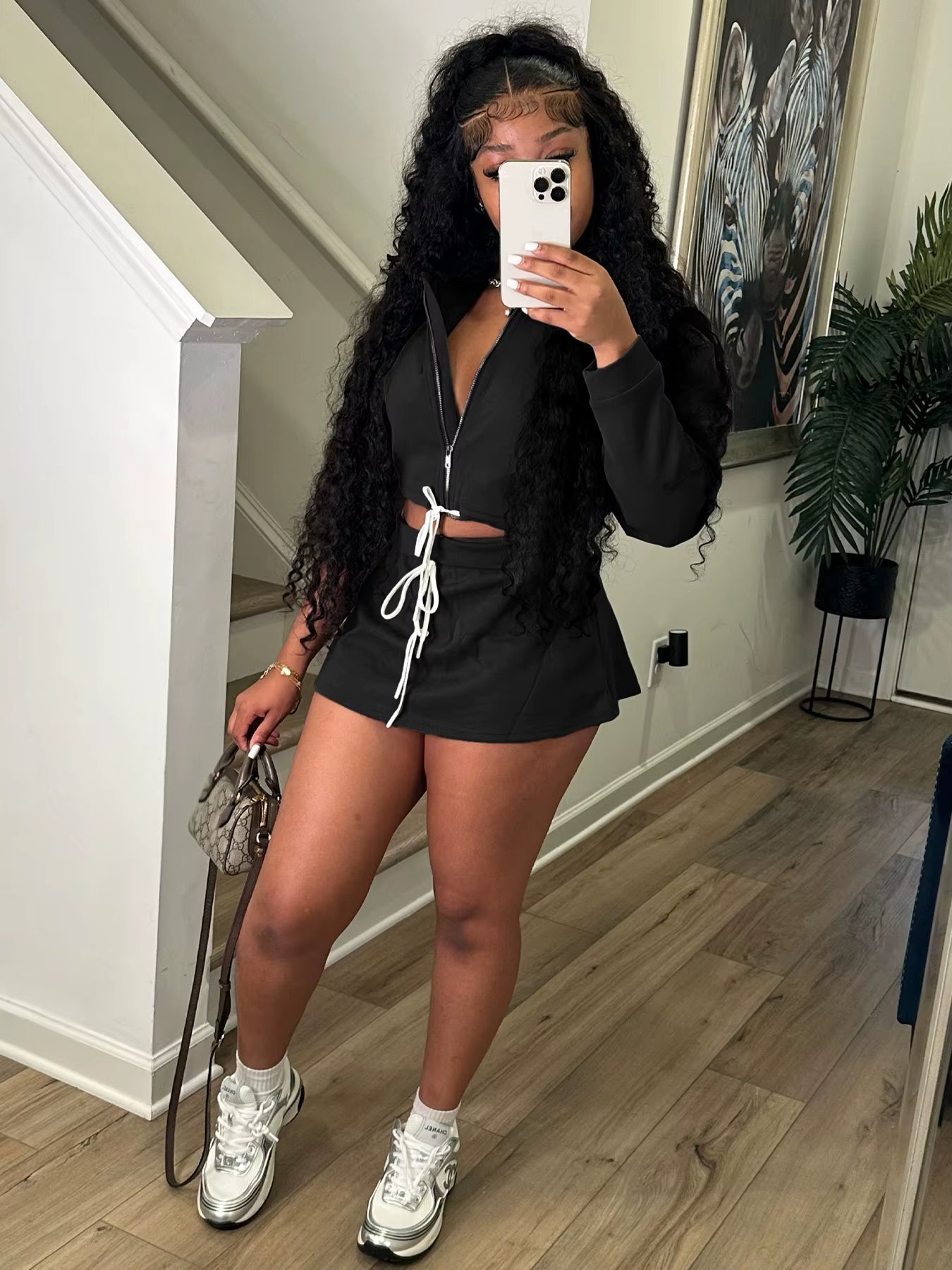 New Arrival Women Fashion Long Sleeve Turndown Neck Casual Crop Top Mini Skirt Shorts Women Casual Two Pieces Set
