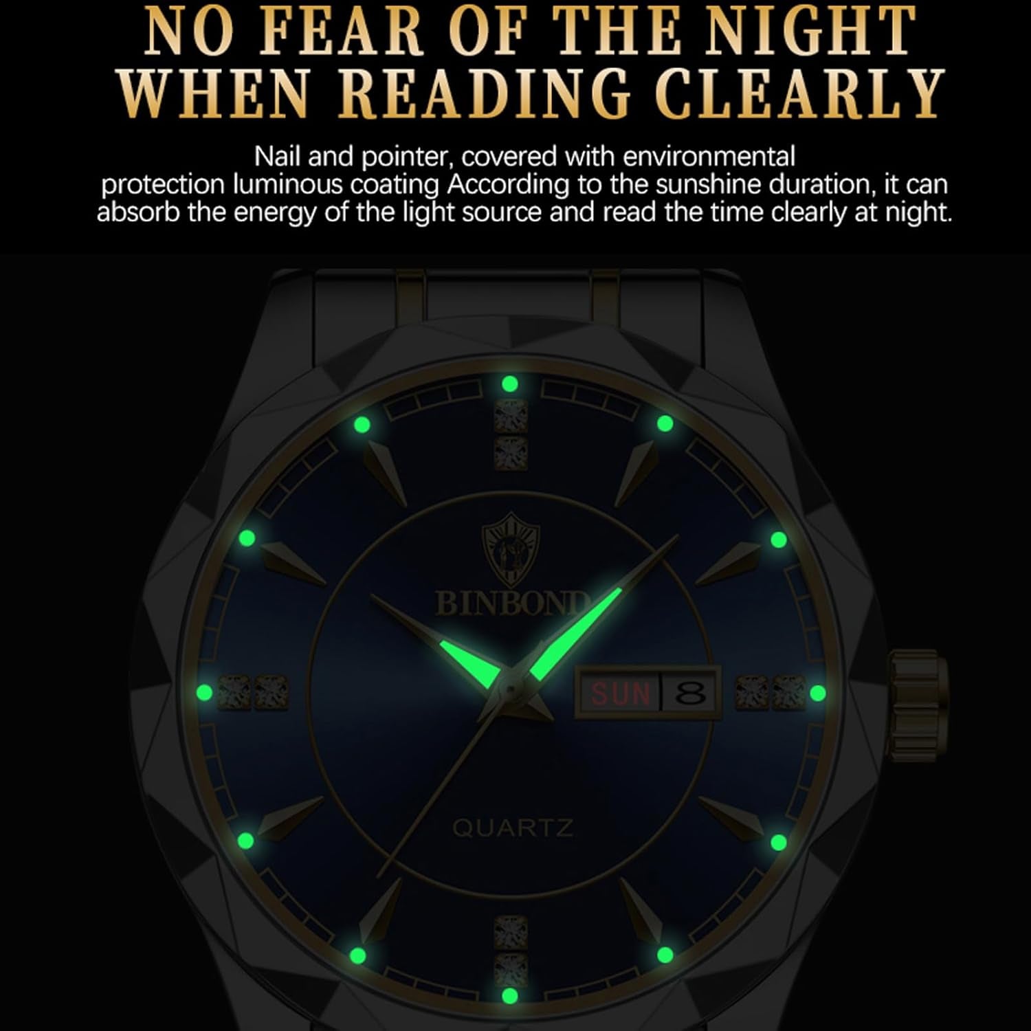 Valentines Couple Pair Watches Men and Women Luminous Calendar Waterproof Gold Silver Stainless Steel Quartz Watch Blue Face His and Hers Watches Set Lovers Set of 2