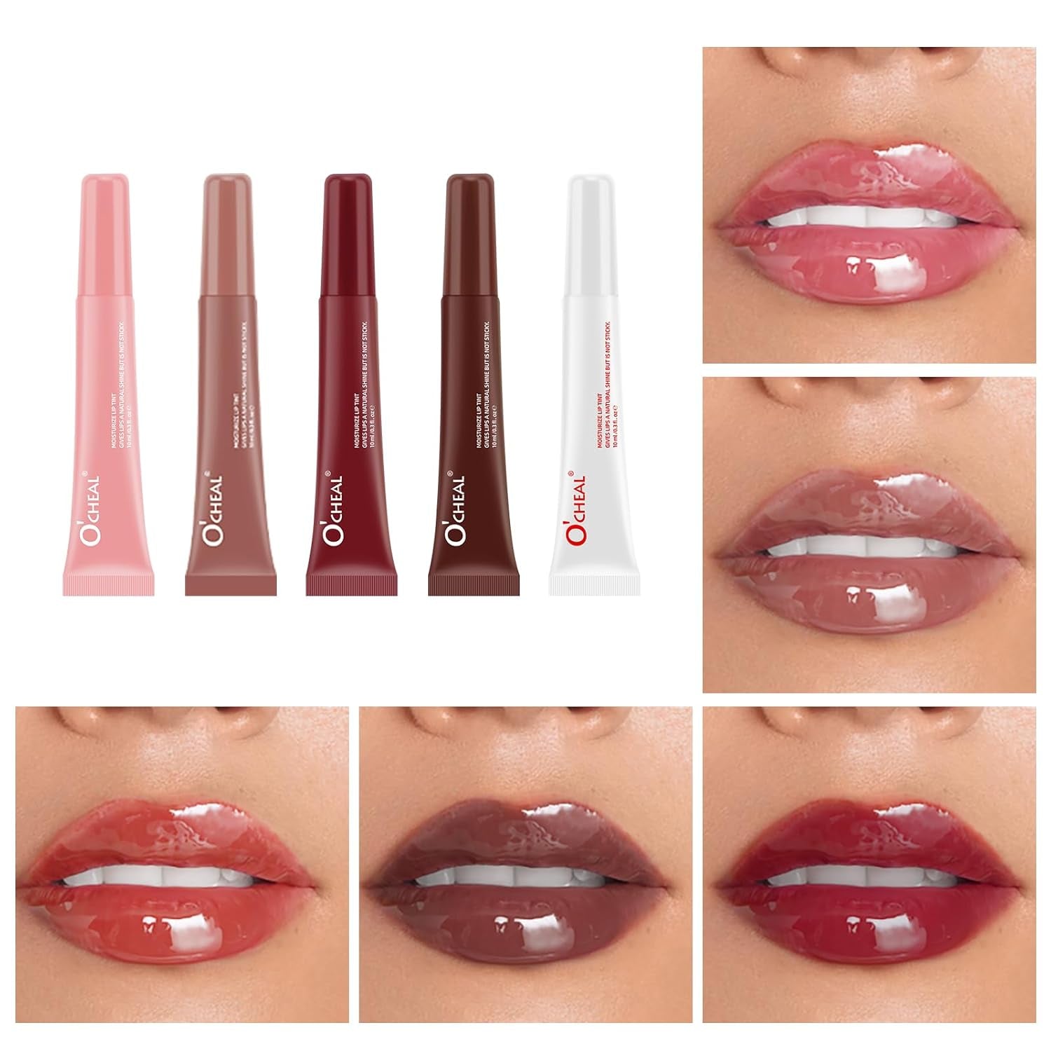 Lip Gloss for Women, Hydrating Tinted Lip Balm, Natural Glossy Sheer Lip Stain, Lightweight, Plumping, Non Sticky, Long-Lasting, Anti-Wrinkle Lip Butter, Cruelty-Free & Vegan (White)